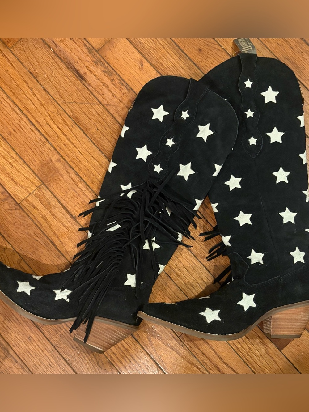 Dingo Superstar Women's Black Suede White Stars Boot Size 8.5 NEW - Picture 8 of 12